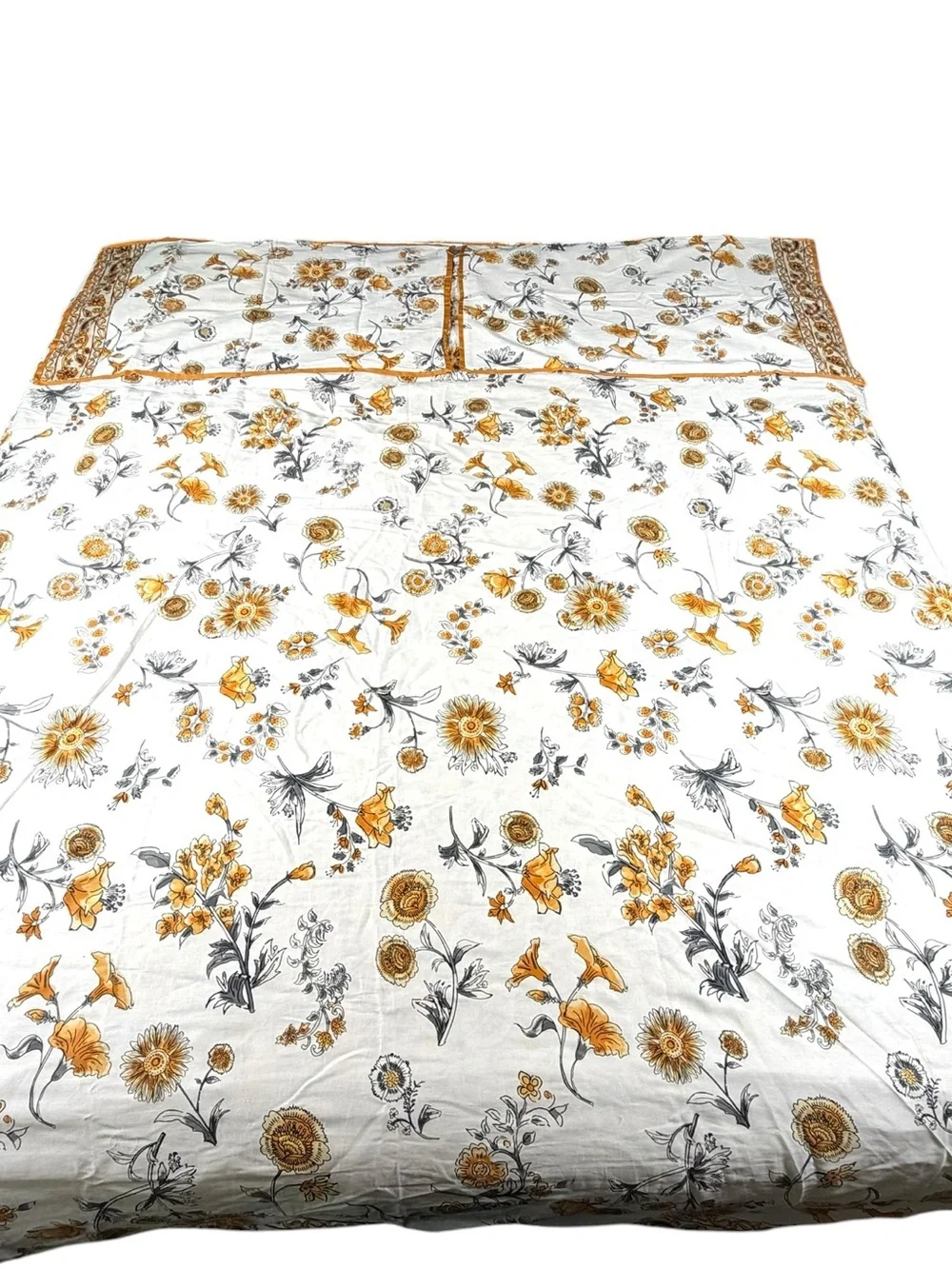 French Connection Home 3-Piece King Duvet Set India Marigold/White 100% Cotton